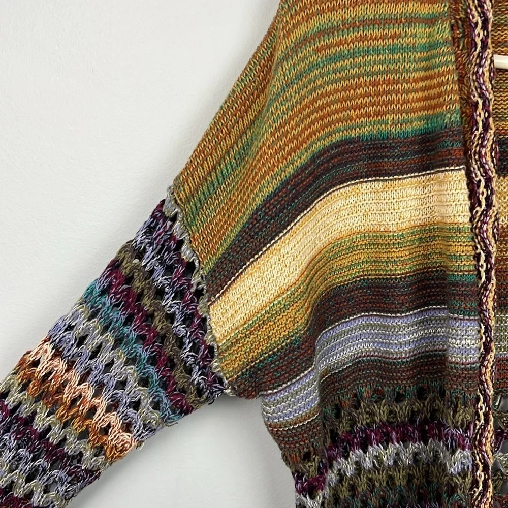 Soft Surroundings Albi crochet knit boho multicolor striped cardigan